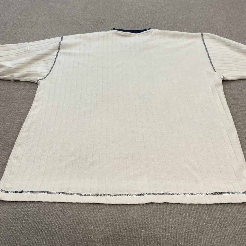 VTG Point Zero Sweater Men Large White V Neck Ribbed Knit Pullover Skater Grunge